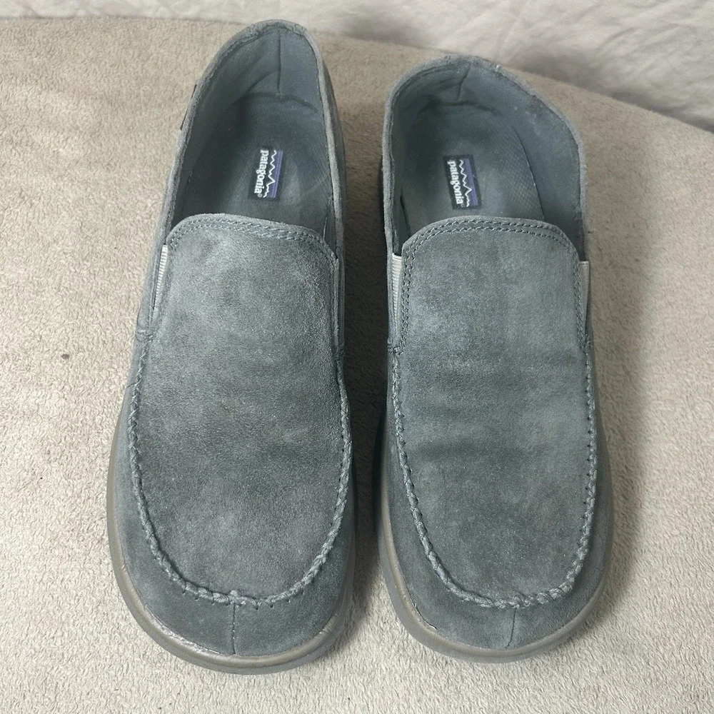 Patagonia Slip On Loafers Mens 12 Gray Suede Leather Moc Casual Shoes